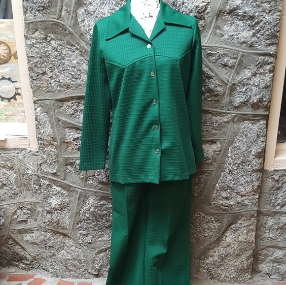 Other - VINTAGE Women's Custom Made Green Two Piece Suit